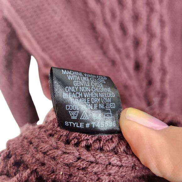 SKULL CASHMERE Sweater Womens Medium Maroon Chunky Knit Shawl Grandpa Cardigan - Picture 10 of 10